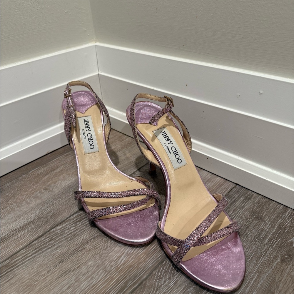 Jimmy Choo Lavender Pink Strappy Heeled Sandals